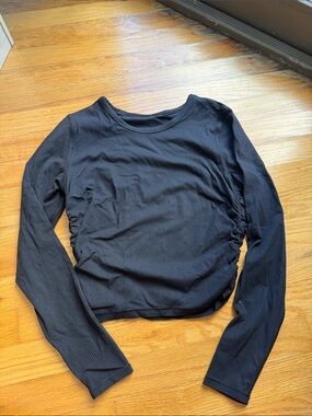 Lululemon NWOT Ribbed Black Long-Sleeve Side-Ruched Tee